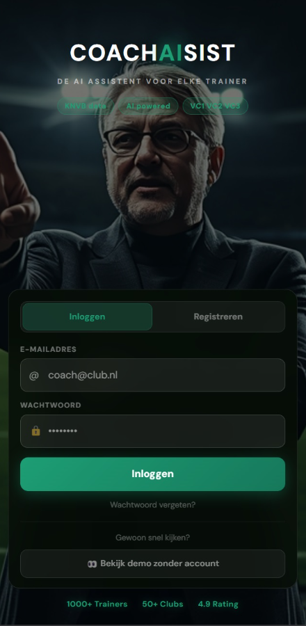 CoachAIsist login screen